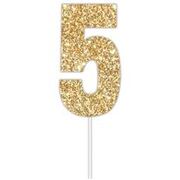 Gold Glitter Cake Topper Number 5 (8cm)