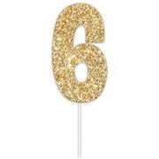 Gold Glitter Cake Topper Number 6 (8in)