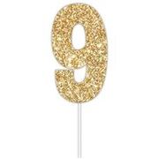 Gold Glitter Cake Topper Number 9 (8cm)