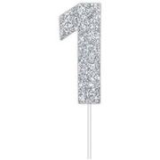 Silver Glitter Cake Topper Number 1 (8cm)