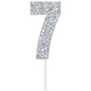 Silver Glitter Cake Topper Number 7 (8cm)