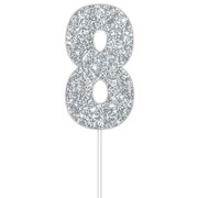Silver Glitter Cake Topper Number 8 (8cm)