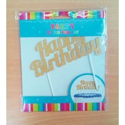 Happy Birthday Gold Glitter Cake Topper Decoration Pk 1