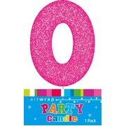Pink Glitter Number 0 Zero Cake Candle (6cm)