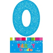 Blue Glitter Number 0 Zero Cake Candle (6cm)