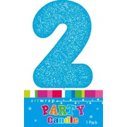 Blue Glitter Number 2 Two Cake Candle (6cm)