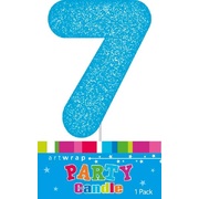 Blue Glitter Number 7 Seven Cake Candle (6cm)
