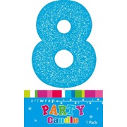 Blue Glitter Number 8 Eight Cake Candle (6cm)