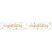 White & Gold Congratulations Banner 180cm