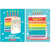 General Party Rainbow Cake Invitation Pad (Pk 20)
