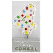Party Candle Polka Dots #4 Pk1 