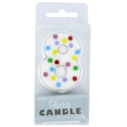 Party Candle Polka Dots #8 Pk1 