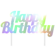 Happy Birthday Iridescent Cake Topper Decoration Pk 1