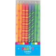 Assorted Pattern 12cm Birthday Cake Candles (Pk 16)