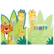 Jungle Party Invitations & Envelopes Pk 8