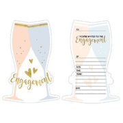 Engagement Champagne Glasses Invitations & Envelopes (Pk 8)