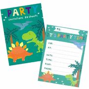 Dinosaur Birthday Invitation Pad Pk 20