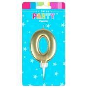 Metallic Gold Number 0 Cake Candle Large Birthday Anniversary Candle