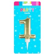 Metallic Gold Number 1 Cake Candle Large Birthday Anniversary Candle