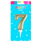 Metallic Gold Number 7 Cake Candle Large Birthday Anniversary Candle