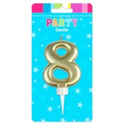 Metallic Gold Number 8 Cake Candle Large Birthday Anniversary Candle