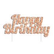 Rose Gold Glitter Happy Birthday Cake Topper
