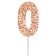 Rose Gold Glitter Cake Topper Number 0 (8cm)