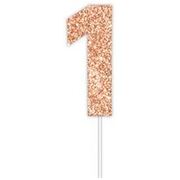 Rose Gold Glitter Cake Topper Number 1 (8cm)