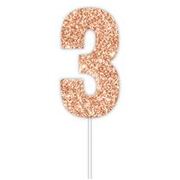 Rose Gold Glitter Cake Topper Number 3 (8cm)