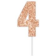 Rose Gold Glitter Cake Topper Number 4 (8cm)