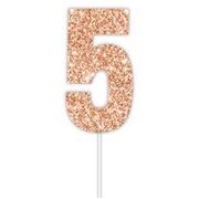 Rose Gold Glitter Cake Topper Number 5 (8cm)