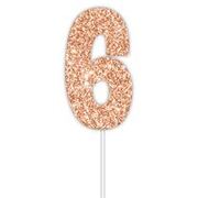 Rose Gold Glitter Cake Topper Number 6 (8cm)