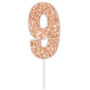 Rose Gold Glitter Cake Topper Number 9 (8cm)