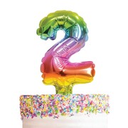 Small Number 2 Rainbow Foil Balloon Cake Topper Pk 1