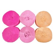 Pink & Peach Crepe Streamer Rolls Pk 6