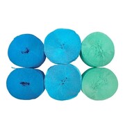 Blue & Green Crepe Streamer Rolls Pk 6