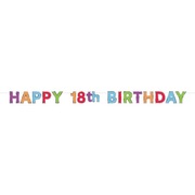 Bright Happy 18th Birthday Bunting Banner 2.5m