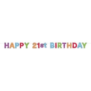 Bright Happy 21st Birthday Bunting Banner 2.5m