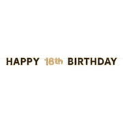 Black & Gold Happy 18th Birthday Bunting Banner 2.5m