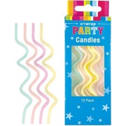 Pastel Colour Spiral Party Cake Candles Pk 12