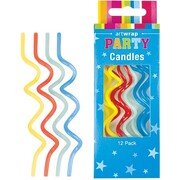 Primary Colour Spiral Party Cake Candles Pk 12