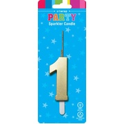Gold Number 1 One Sparkler Cake Candle 13cm