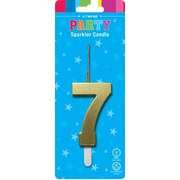 Gold Number 7 Seven Sparkler Cake Candle 13cm