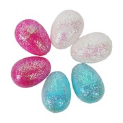 Easter Fillable Glittered Plastic Eggs Pk 6