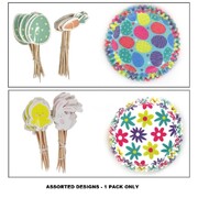 Easter Cupcake Cases & Toppers Picks Assorted Designs Pk 24