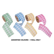 Easter Gingham Wired Ribbon 5m Pk 1 Assorted