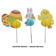 Easter Honeycomb Food Pick Cupcake Toppers Pk 12 Assorted
