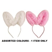 Easter Fluffy Bunny Ears Headband Pk 1 Pink or White