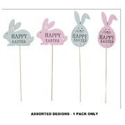 Easter Bunny or Egg MDF Picks Decorations Pk 2 Assorted