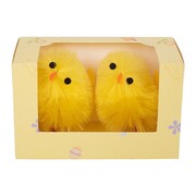 Fluffy Yellow Easter Chicks Decorations 7cm Pk 2